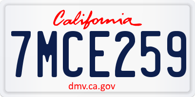 CA license plate 7MCE259