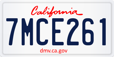 CA license plate 7MCE261