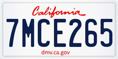 CA license plate 7MCE265