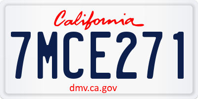 CA license plate 7MCE271