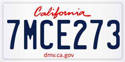 CA license plate 7MCE273