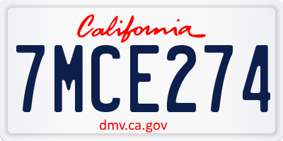 CA license plate 7MCE274