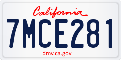 CA license plate 7MCE281