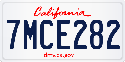 CA license plate 7MCE282