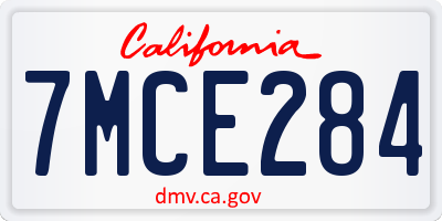 CA license plate 7MCE284
