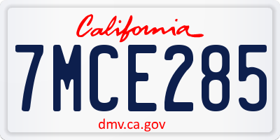 CA license plate 7MCE285
