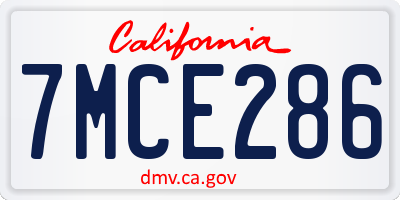 CA license plate 7MCE286