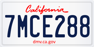 CA license plate 7MCE288