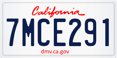 CA license plate 7MCE291