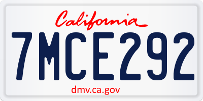 CA license plate 7MCE292