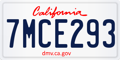 CA license plate 7MCE293