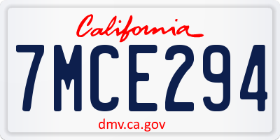 CA license plate 7MCE294