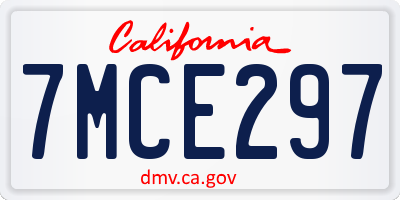 CA license plate 7MCE297