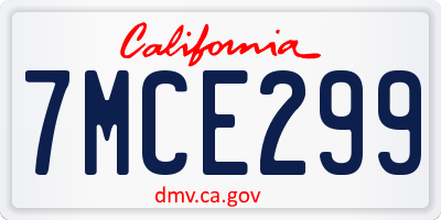 CA license plate 7MCE299
