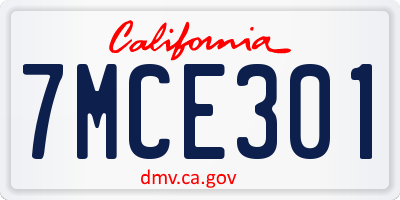 CA license plate 7MCE301