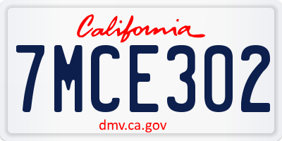 CA license plate 7MCE302