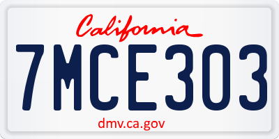 CA license plate 7MCE303
