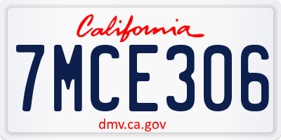 CA license plate 7MCE306