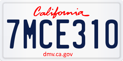 CA license plate 7MCE310