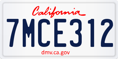 CA license plate 7MCE312