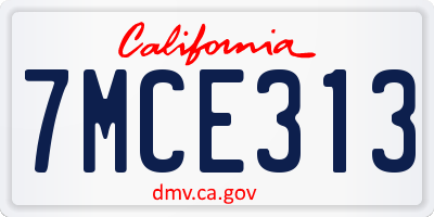 CA license plate 7MCE313