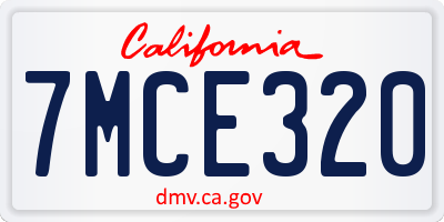 CA license plate 7MCE320