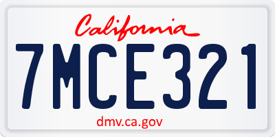 CA license plate 7MCE321