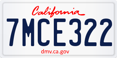 CA license plate 7MCE322