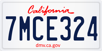 CA license plate 7MCE324