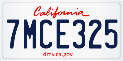 CA license plate 7MCE325