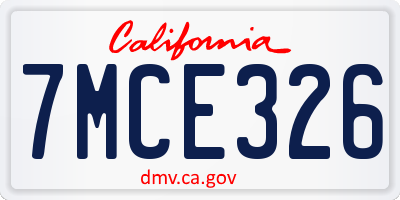 CA license plate 7MCE326