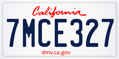 CA license plate 7MCE327