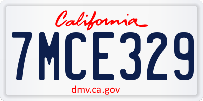 CA license plate 7MCE329