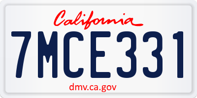 CA license plate 7MCE331