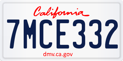 CA license plate 7MCE332