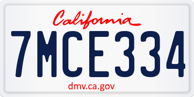 CA license plate 7MCE334