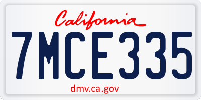 CA license plate 7MCE335