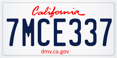 CA license plate 7MCE337