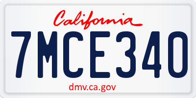 CA license plate 7MCE340