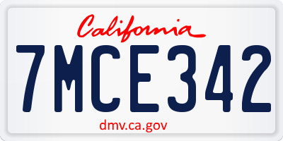 CA license plate 7MCE342