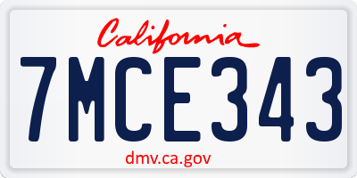 CA license plate 7MCE343