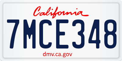 CA license plate 7MCE348