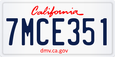 CA license plate 7MCE351