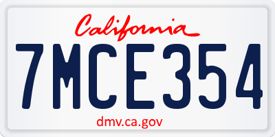 CA license plate 7MCE354