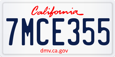 CA license plate 7MCE355