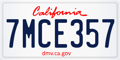 CA license plate 7MCE357
