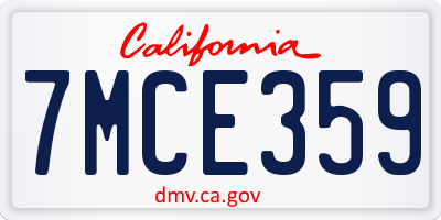 CA license plate 7MCE359