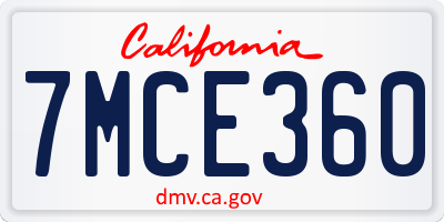 CA license plate 7MCE360