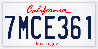 CA license plate 7MCE361