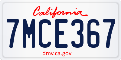 CA license plate 7MCE367